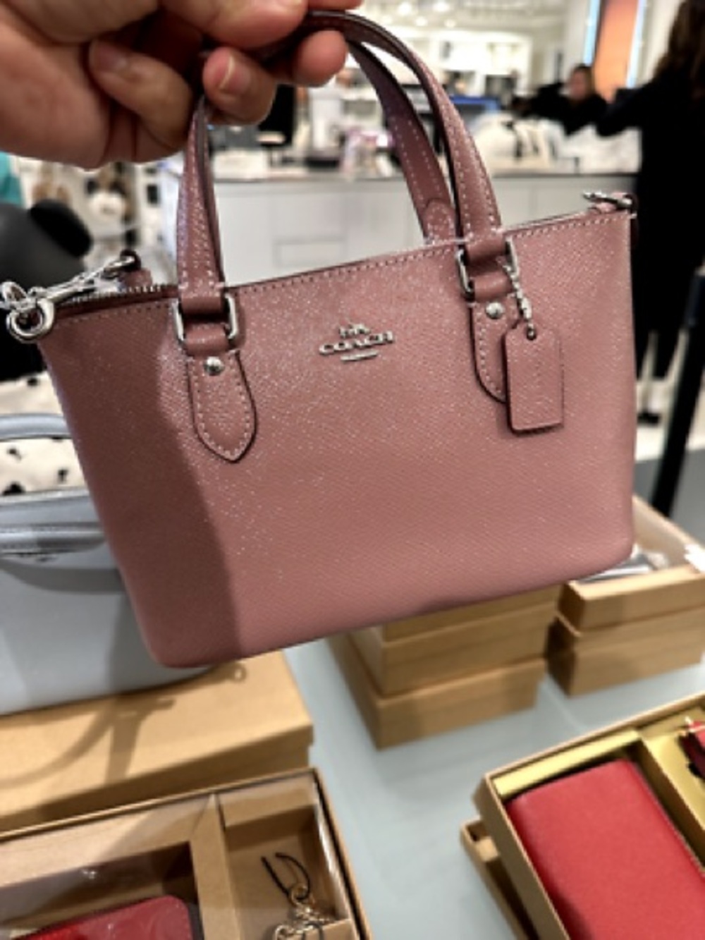 Coach Pebbled Leather mini Satchel in Dusty Rose